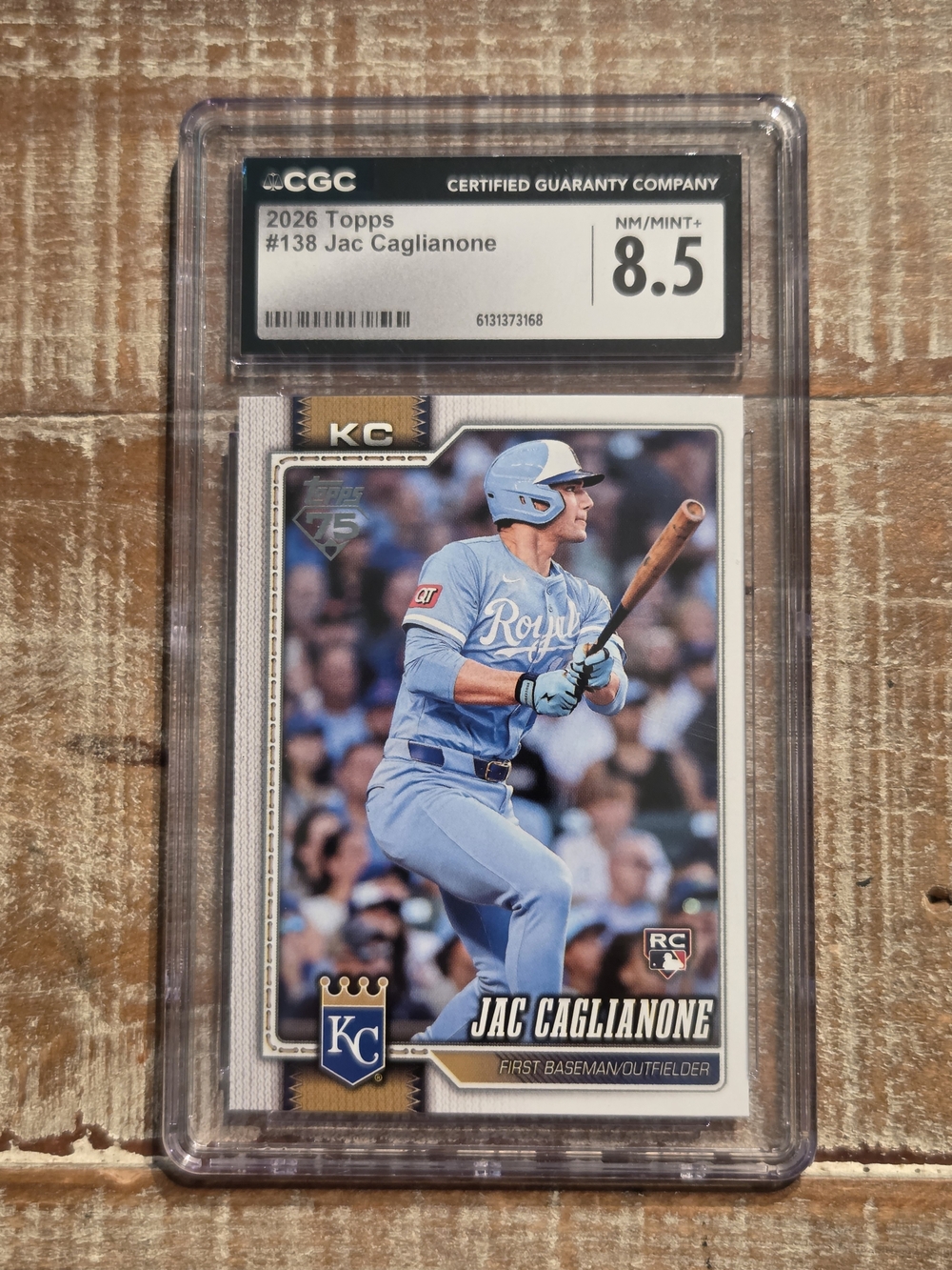 NM 8.5 2026 Topps Jac Caglianone RC KC Royals Graded Encased Baseball Card